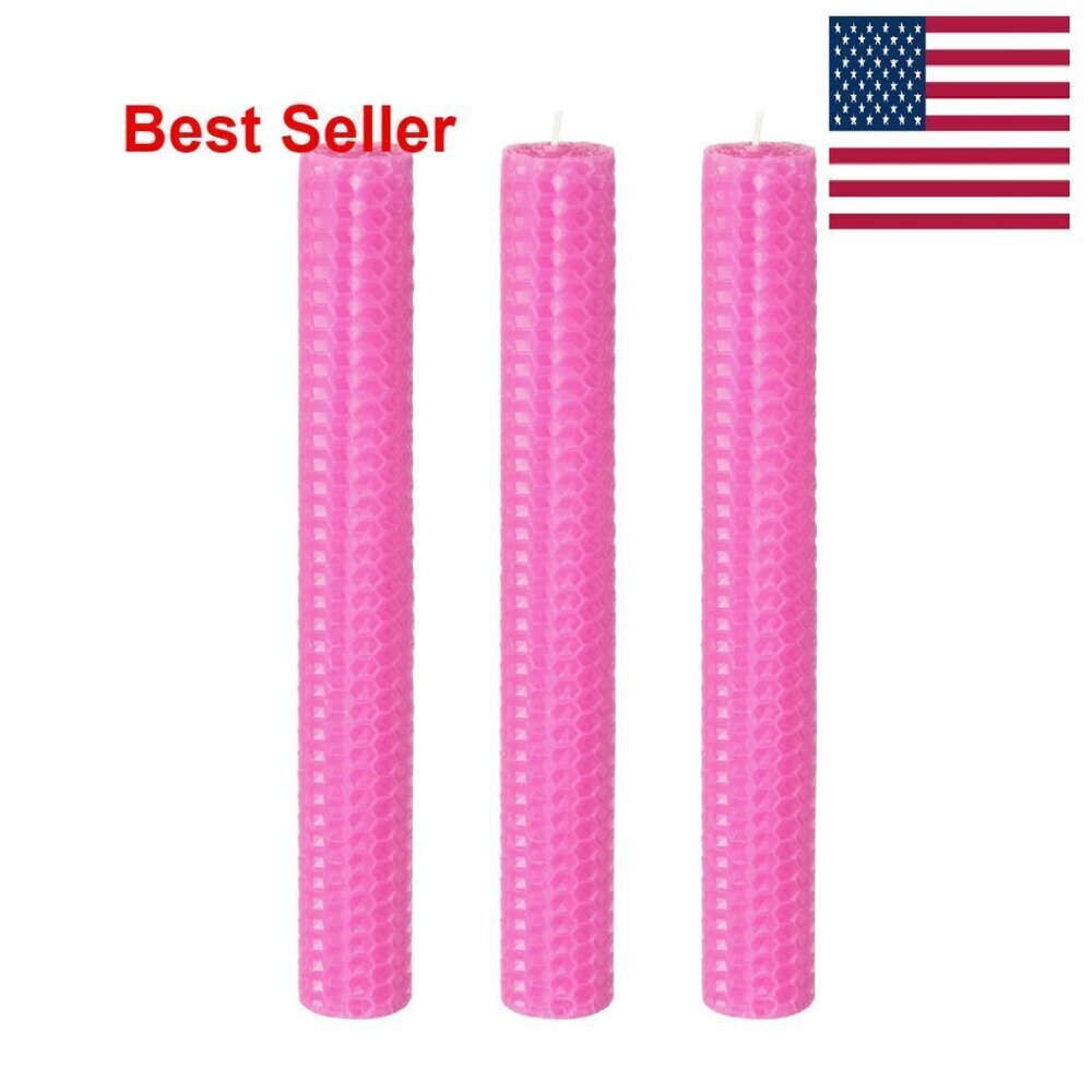 Hand-Rolled Beeswax Taper Candles Elegant Minimal Chic Long Burning Unscented